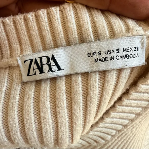 ZARA Sleeveless Ribbed Sweater Off White‎ Cream size Small - Image 3