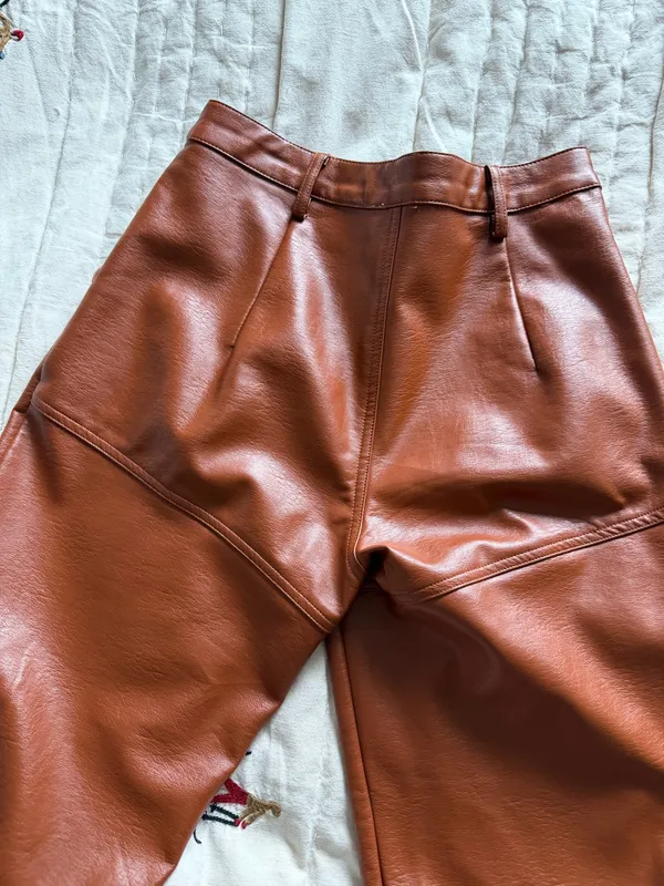 Princess Polly Leather Pants Brown Faux - Image 2