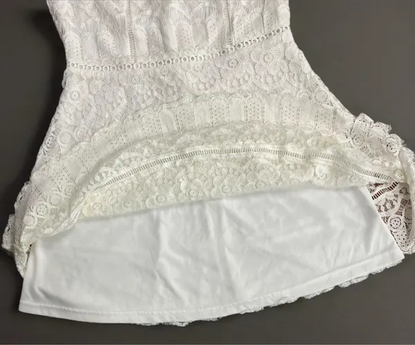 🦢 Blu Pepper Off-White Floral Lace Dress | Women’s Sz Med - Image 3
