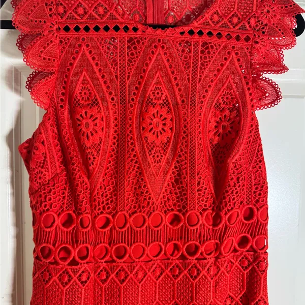 Antonio Melani Red Lace Sheath Dress Size 4 –‎ Cocktail Wedding Guest Party - Image 2
