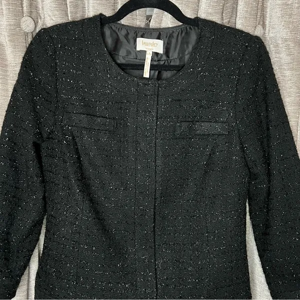Laundry by Shelli Segal Black Metallic Tweed Blazer - Image 12