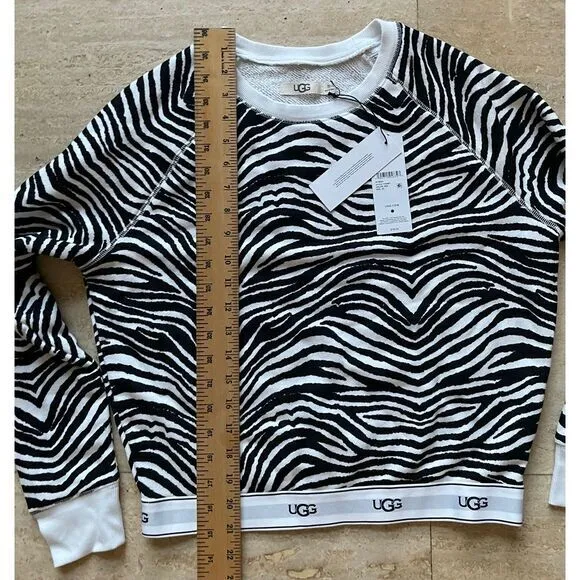 NEW UGG Zebra‎ Print Crewneck Sweatshirt Long Sleeve Pullover XS - Image 5