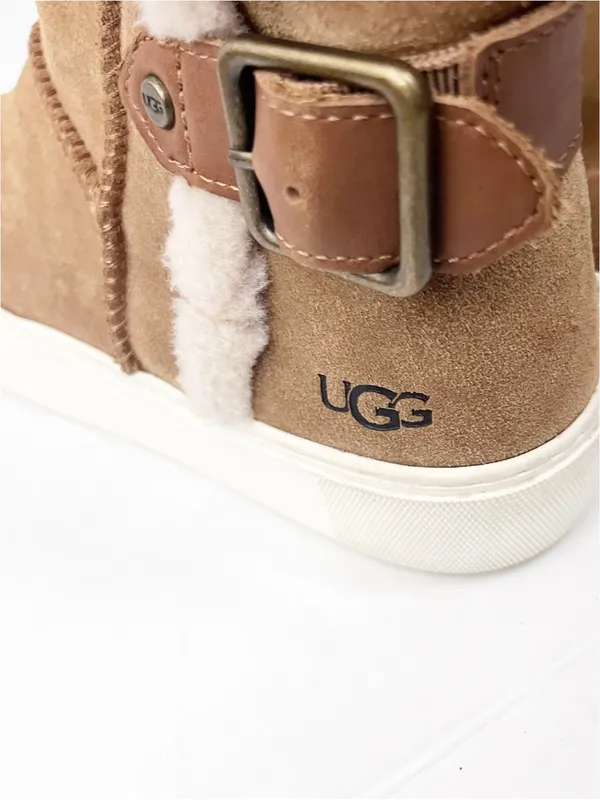 UGG Aika Suede Upper Pull On Adjustable  Buckle Lined Sneaker Boots Size 8 Cozy - Image 4