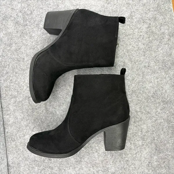 H&M Black suede Ankle Booties size 7 38 - Image 5