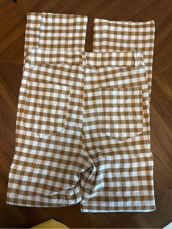 Hayden Button Closure Stretch Checkered Pants - Image 9