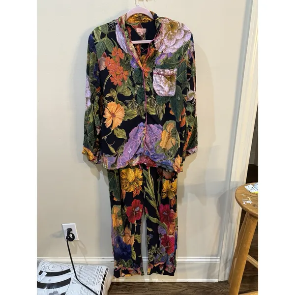 Powder "Midnight Posy" pajamas Floral Size Large Long Sleeves Pants - Image 2