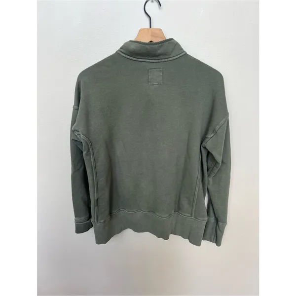 aerie Vintage Popover Olive Green Notch-Henley Pullover Sweatshirt Size XS - Image 5