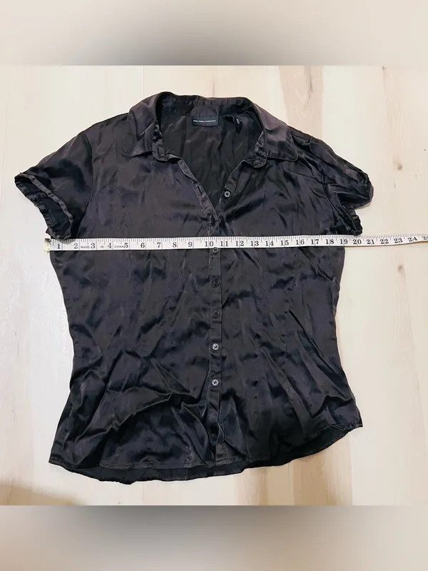 VTG NY&Co Women Medium Black 90s Y2K Grunge Office Siren Silk Blouse Top - Image 5