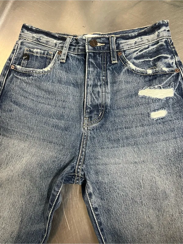 Kancan Women’s Distressed Wide Leg Estilo Blue Jeans - Size 24 - VGUC - Image 3