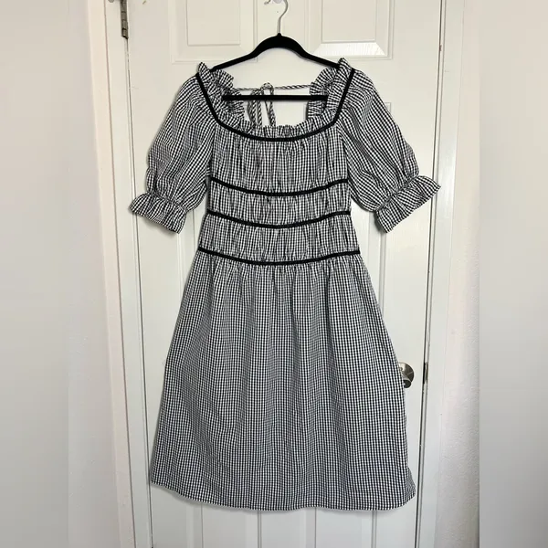 Cider Square Neck Ruched Puff Sleeve Midi Dress Size‎ Large - Image 3