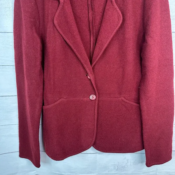 Pendleton Womens S Burgundy Lambs Wool Cardigan Blazer Jacket Classic Tailored - Image 4