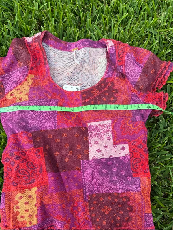 Free People Garner Mesh Patchwork Top XS NWT Sparkling Wine - Image 6