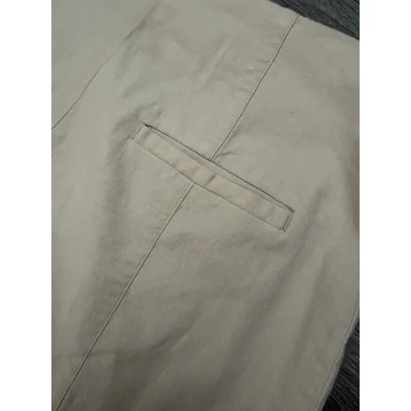 Anthropologie Women's 2 Linen Blend Wide Leg Sailor Pants Cream Side Buttons - Image 7