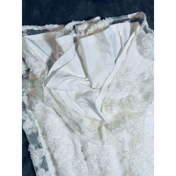NWOT Lulus Medium‎ Delightful Charisma White Embroidered Sequin Mesh Midi Dress - Image 4