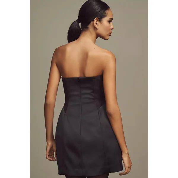 ANTHROPOLOGIE Strapless Structured Black Mini Dress Size XS - Image 9