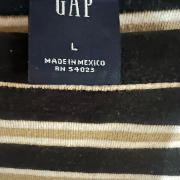 GAP Women's Striped Short Sleeve Tee - Black and Cream - Image 2