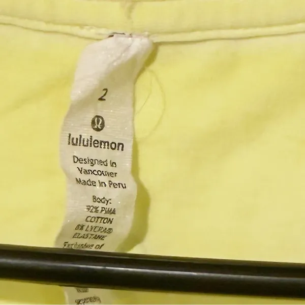 Lululemon Love Crew Tee Fade Size 2 SITY Highlight Yellow‎ Pima Cotton Athletic - Image 3