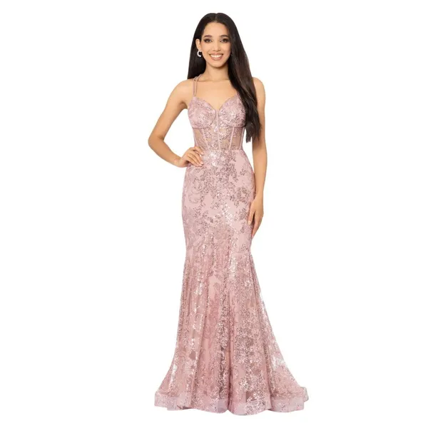 Blondie Nites Juniors Glitter Sequined Corset-Bodice Gown Dress Rose Pink 13 - Image 7
