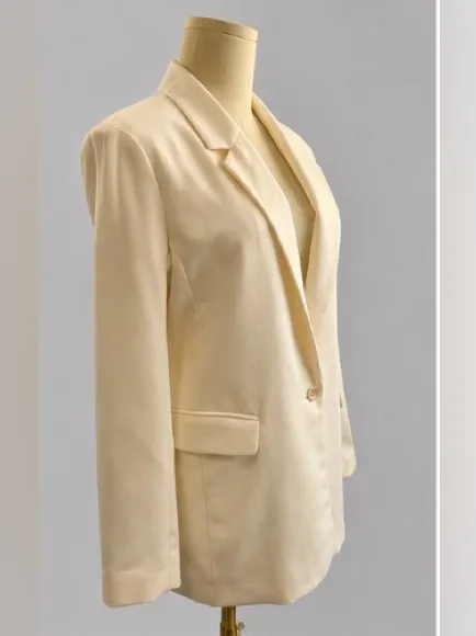 Abercrombie & Fitch Ivory Longline One Button Blazer Size Large - Image 2