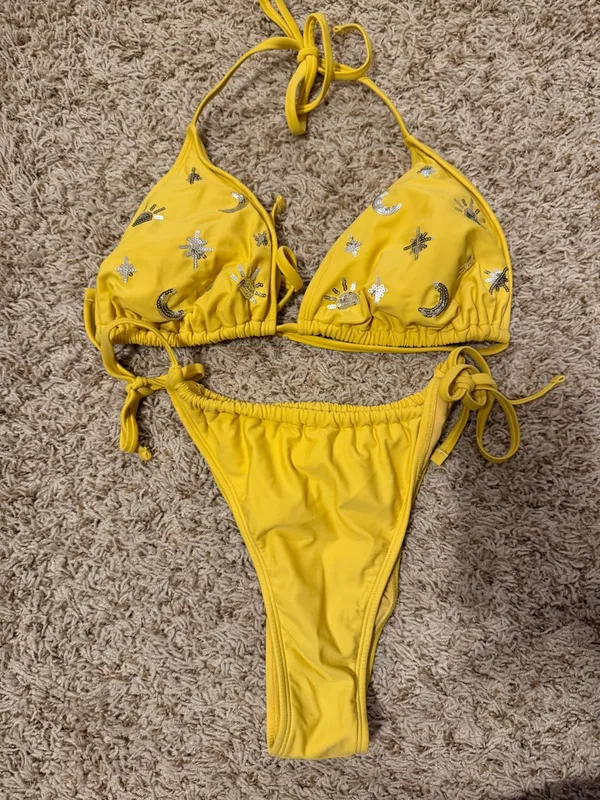 wild fable Yellow Star & Moon Embellished Triangle Bikini - Image 2