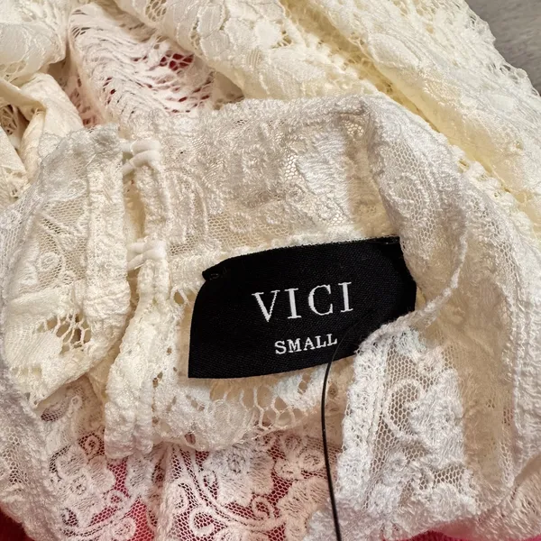 VICI Romantic‎ Boho Chic Cottagecore Lace Dress Tunic Top Size Small S Cream - Image 4