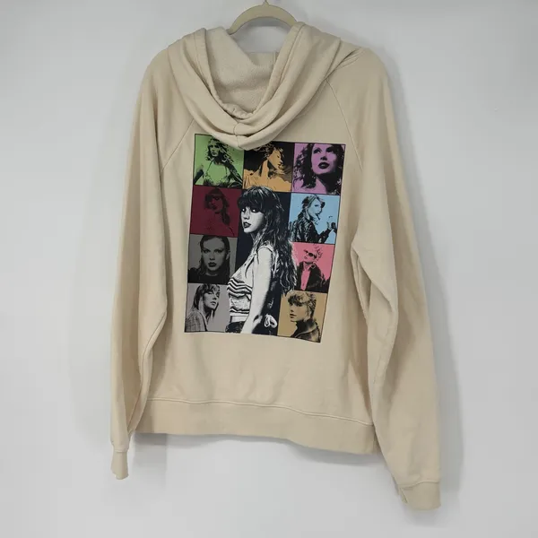 Taylor Swift The Eras Tour Beige Hoodie‎ Small Concert Merch Graphic Sweatshirt - Image 2