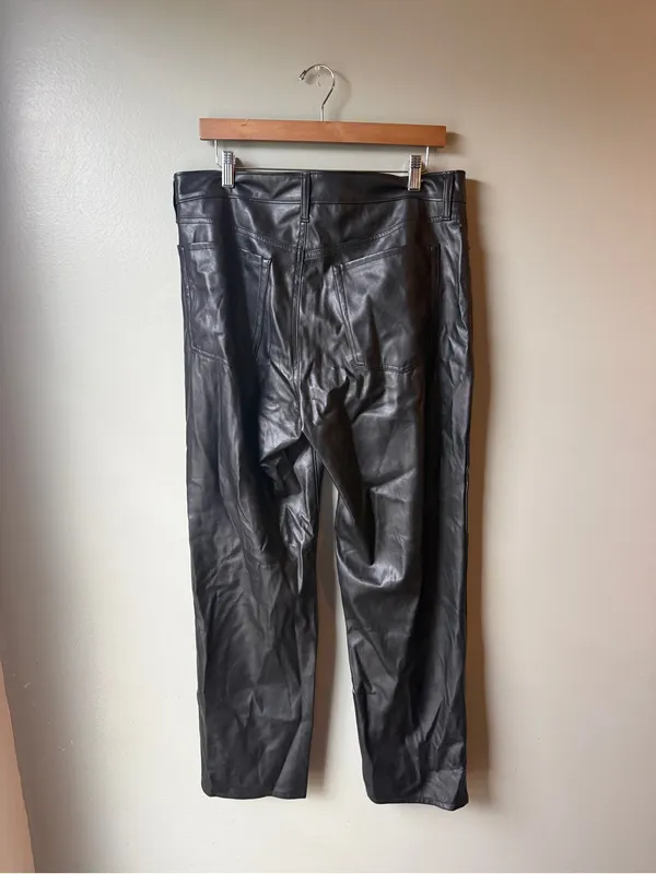 Old Navy High-Rise OG Loose Faux Leather Pants Size 14 Black - Image 5