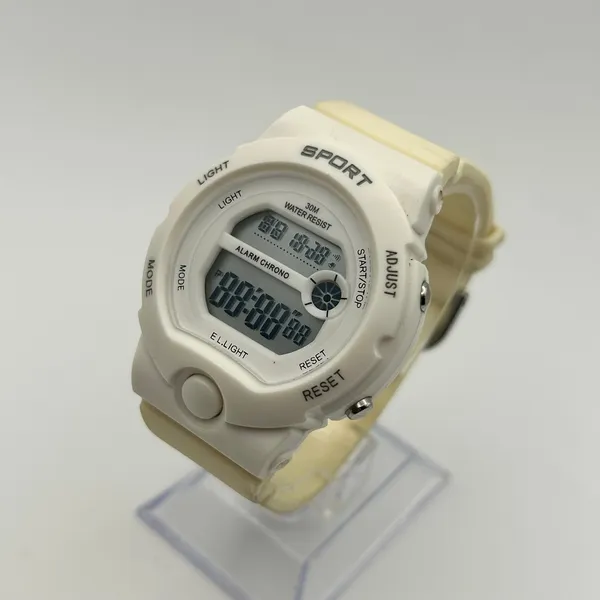 White Digital Sports Watch 30M WR Stainless Steel , 40mm Working New Battery - Image 3