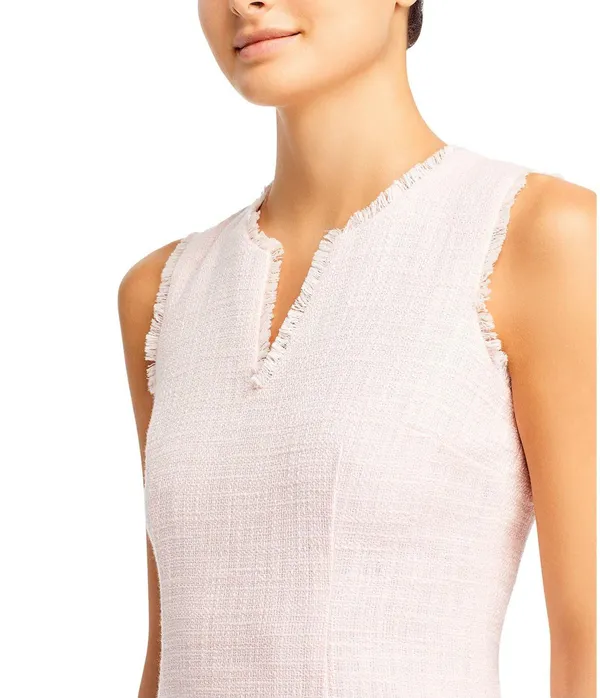 Karl Lagerfeld Sleeveless Tonal Tweed Pocket Sheath Dress - Image 3
