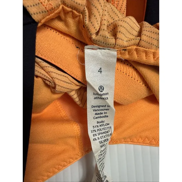 Lululemon‎ Orange Blue workout top with a built-in bra and a racerback 4 - Image 6