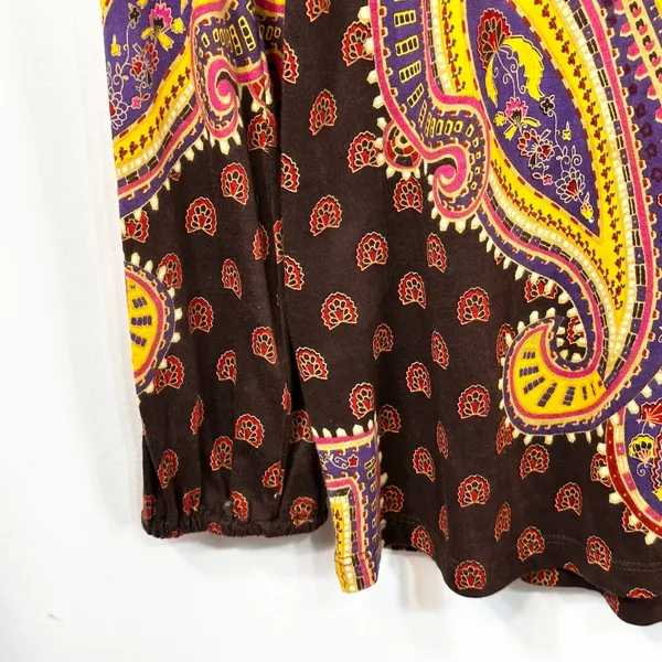 Lucky Brand XS Top VTG Y2K Hippie Paisley Smocked Brown Lotus Grunge Boho‎ 1309 - Image 8