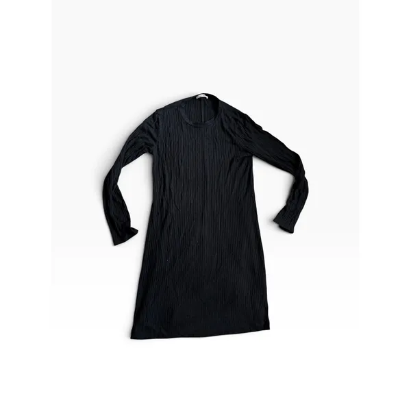 Reformation Jeans Mini Dress M Black Ribbed Long Sleeve Crew Neck - Image 3