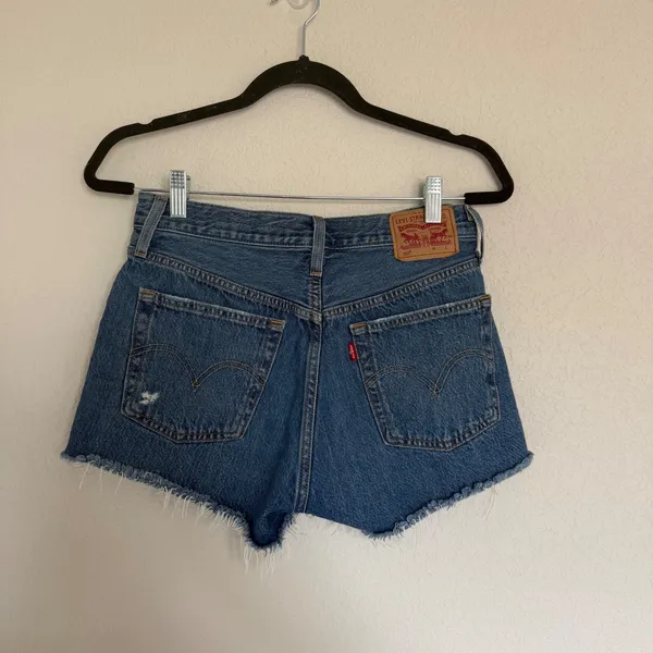 Levis 501 Original High Rise Cutoff‎ Denim Shorts Distressed Blue 26 Summer Jean - Image 2