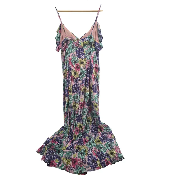 Lulus Dress Womens Large Floral Maxi Pink R68992 Ruffle Cold Shoulder EUC - Image 2