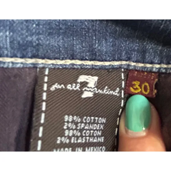 7 For All Mankind Women's Straight Leg‎ Jeans Medium Wash Blue Denim Sz 30 - Image 8
