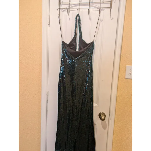 Zara Green Halter Neck Midi Sequinned Dress Size Xs - Image 12