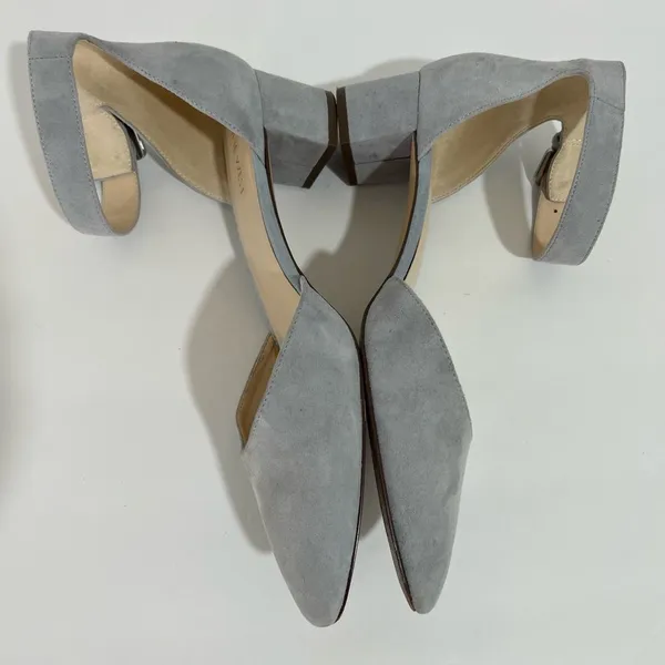 Nine West Dusty Blue Gray Suede Leather Block Heels Size 10 - Image 8