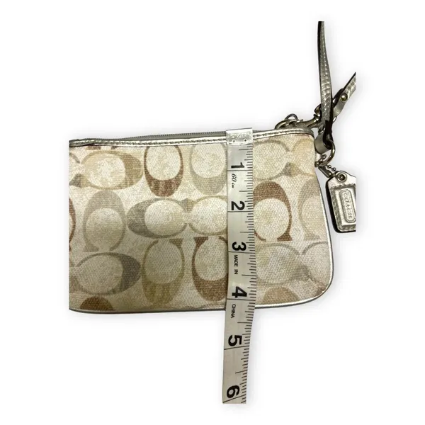 Coach Julia White Beige Silver Sequins‎ Monogram Zip Wristlet Wallet - Image 3