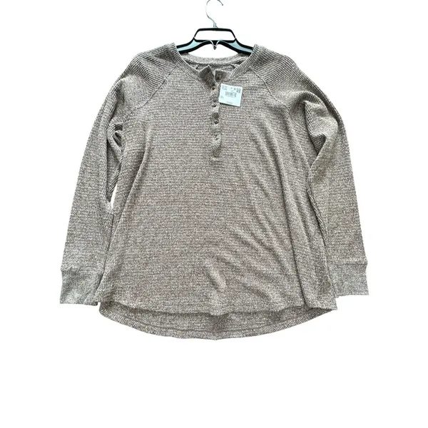 American Eagle‎ Top Knit Women's Large Henley Lounge Comfy Lounge Brown #B6-1 - Image 8