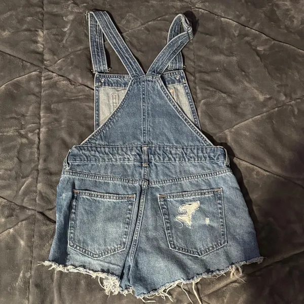 H&M Denim Distressed Short Overalls - Image 2