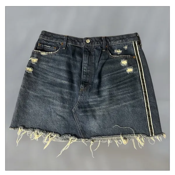 Abercrombie Fitch Natural Rise Vintage A Line Denim Skirt Size 14 - Image 3