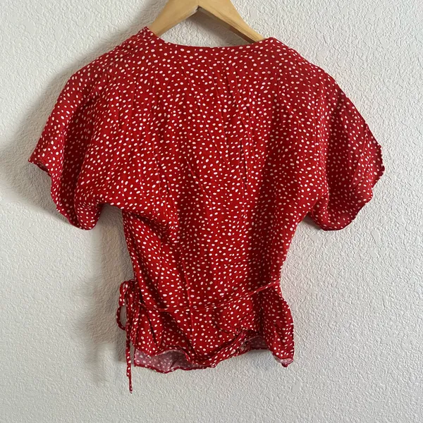 & Other Stories red and white polka dot wrap top blouse - Image 5