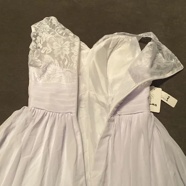 Women’s Full Length Chiffon White Wedding or Special Event Dress Size 2 NWT - Image 8