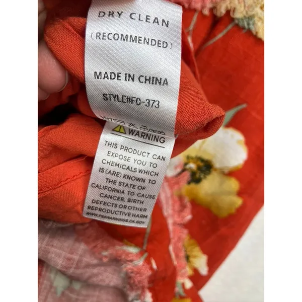 Fate Womens Red Floral Linen Blend Mini Dress Frayed Tiers Pockets‎ Small NWT - Image 10