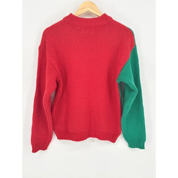 Knitworks Christmas Sweater Womens Medium Red Green Ugly Holiday Tree Vintage - Image 5