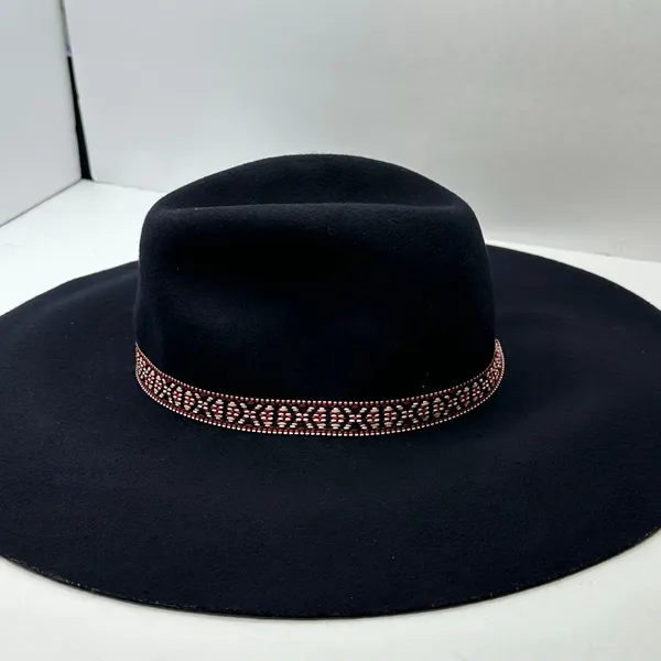 American Eagle Black Wool Wide Brim Floppy Summer Hat One Size - Image 3