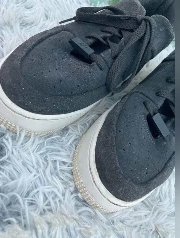 Nike Womens Air Force 1 Sage Night Black Suede Chunky Platform Sneakers - Image 7