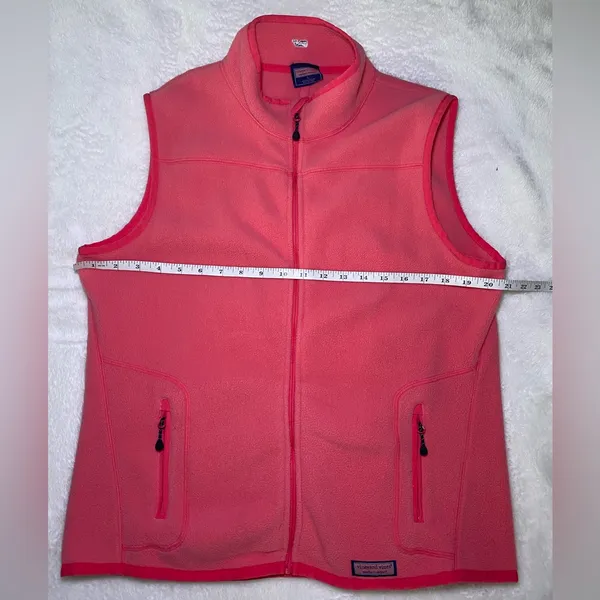 Vineyard Vines Martha's Vineyard Full-Zip Fleece Vest Coral Pink Size Large - Image 8