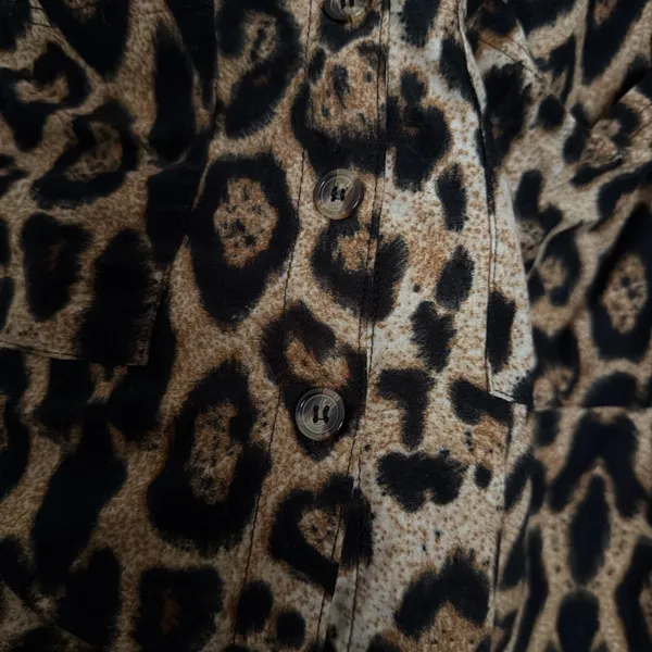 Leopard Print Women’s Long Sleeve PJ Top - Brown/Black size S - Image 2