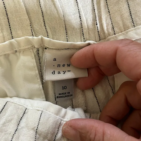 A New Day Pants 10 White Pinstripe Linen Blend Wide Leg Pleated‎ Women's - Image 3